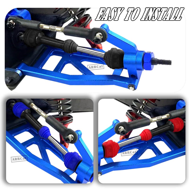 ترقيات محاور عمود القيادة CVD لـ 1/10 Slash VXL 4x4 Rustler Stampede Hoss VXL 4x4 4WD، 4 قطع أجزاء عمود نقل الحركة الأمامية والخلفية، أسود (ترقيات في 2023) - Image 3